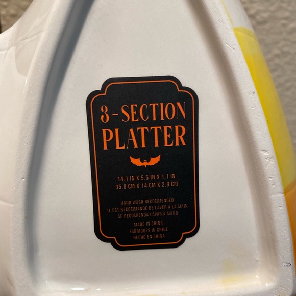 Candy Corn Platter, Trick Or Treat Halloween 3 Section Platter, Candy Corn Decor - Picture 7 of 13